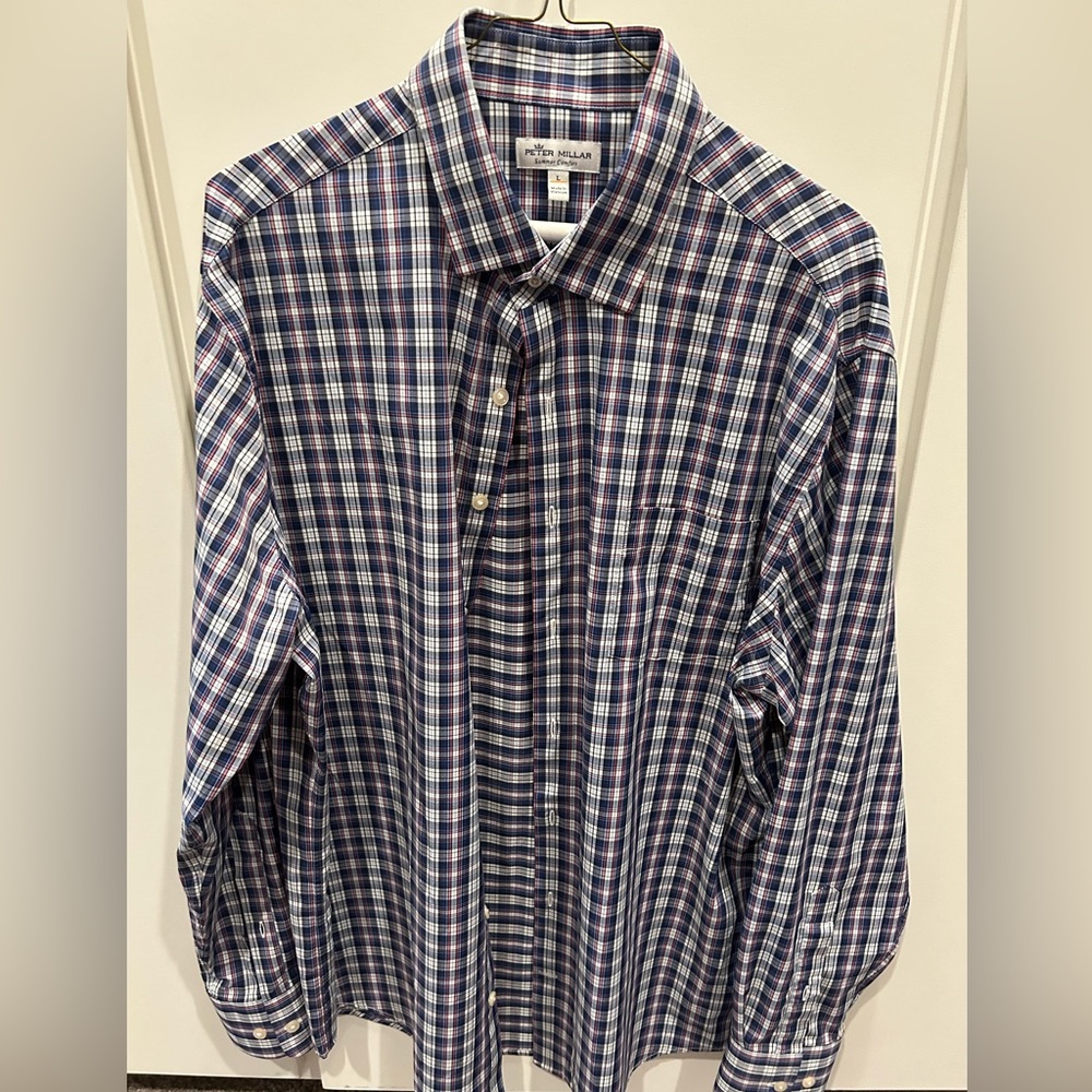 Peter Millar plaid summer weight button down shirt